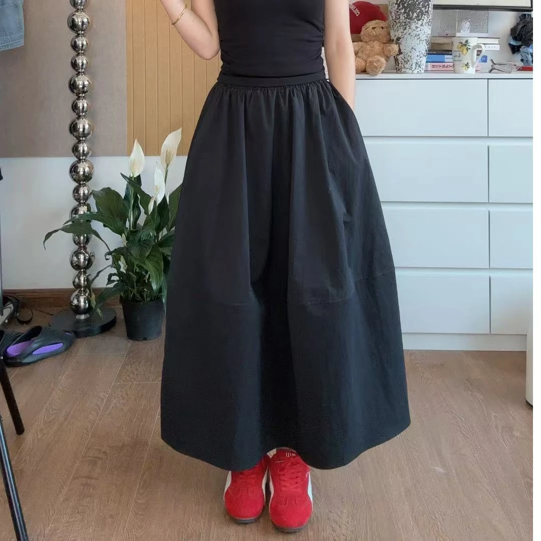 设计师款花苞裙女2025秋季新款松紧腰A字显瘦遮肉洋气流行半身裙