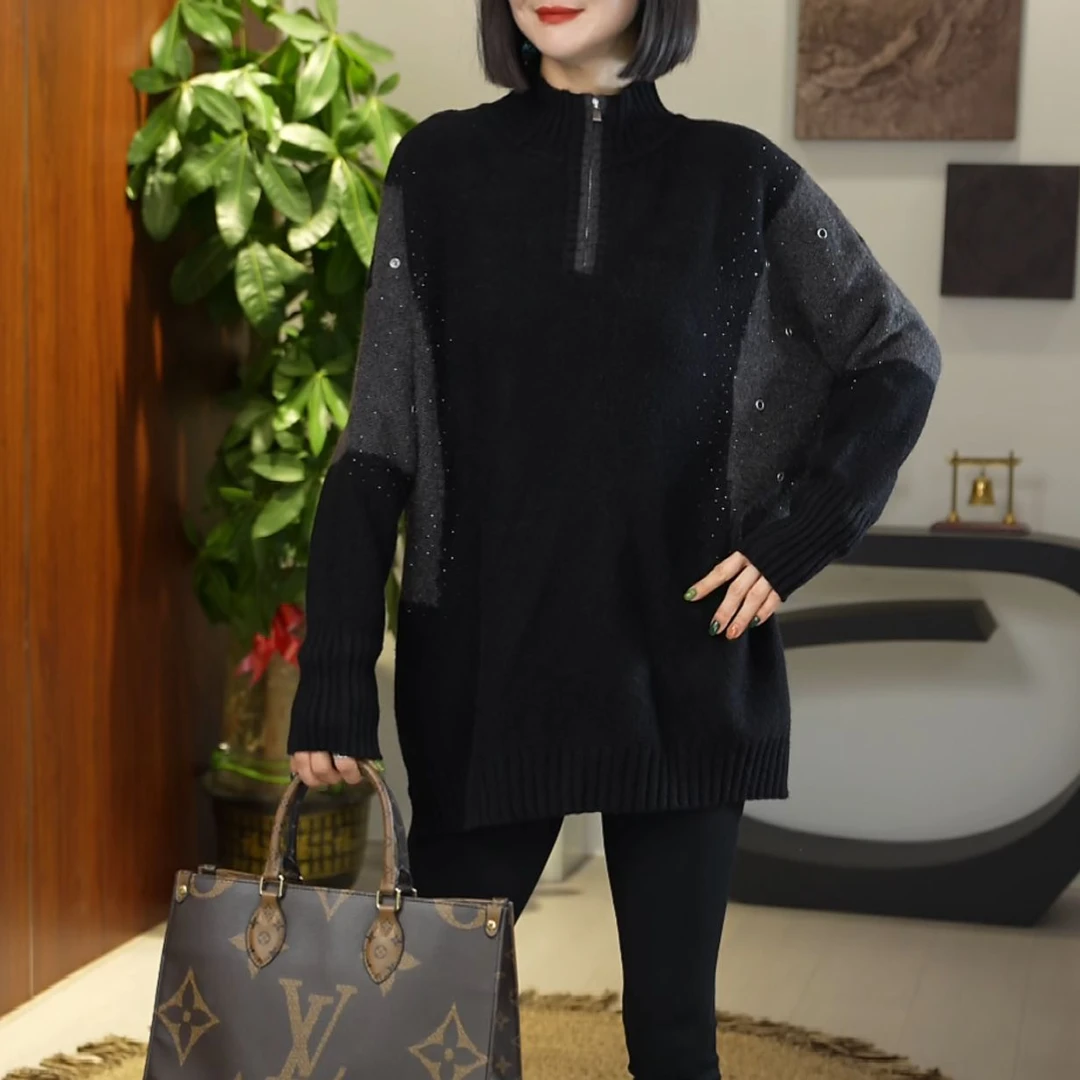 2025秋冬新款半高领毛衣微胖mm时尚气质高级感显瘦上衣