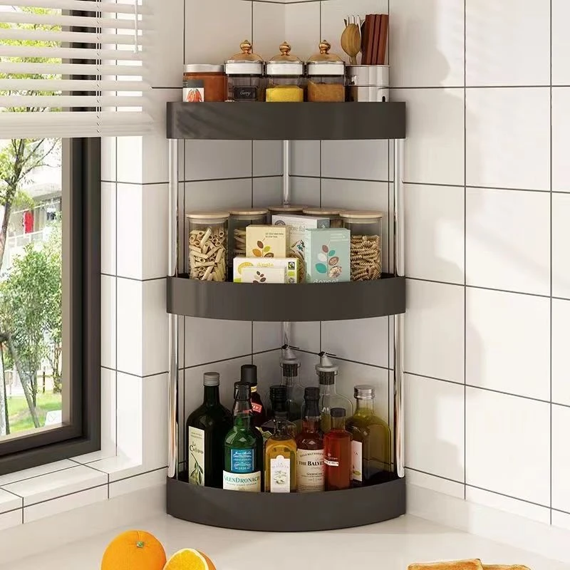 厨房三角置物架家用台面多层收纳架免打孔调料架卫生间浴室储物架