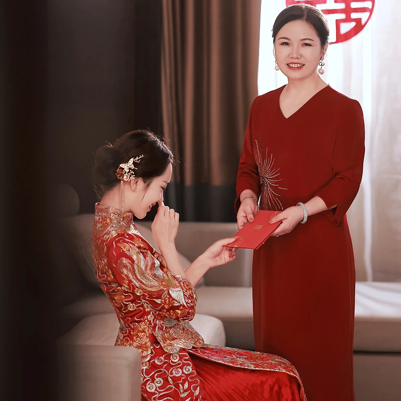 蕾蒂若喜婆婆婚宴装时尚2025婚礼妈妈晚礼服高贵新款洋气旗袍016