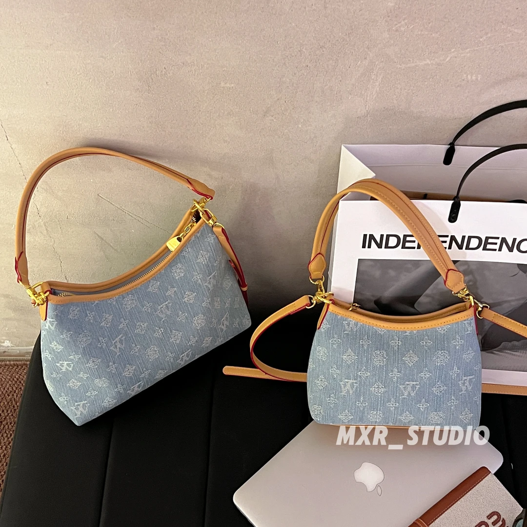 【美高学姐】2025新款小众牛仔包通勤百搭单肩斜挎大包流浪包潮