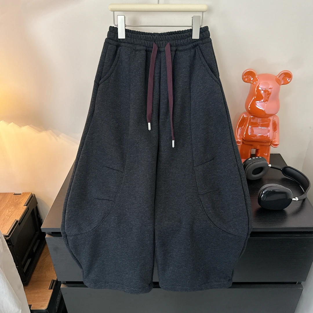 川度2595儿童韩版秋冬加绒针织裤男女童休闲百搭弯刀裤冬季休闲裤