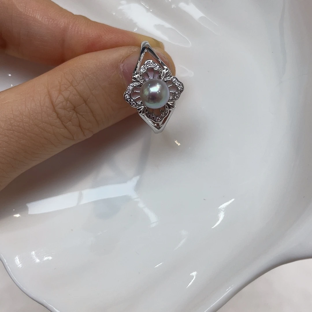 银S925镶嵌戒指海水珍珠