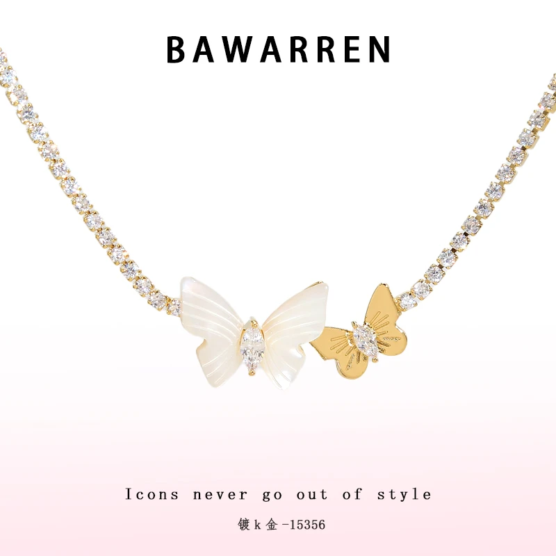 Bawarren 15356-【双色蝴蝶】轻奢项链百搭时尚