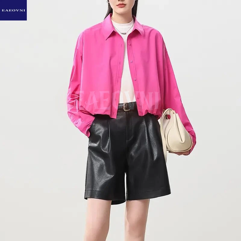 EAEOVNI免烫抗皱亲肤长袖衬衫设计感廓形休闲显瘦宽松衬衣24803