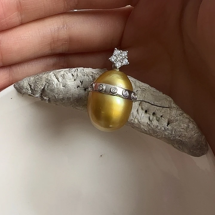 海水珍珠吊坠(不含链)银S925镶嵌