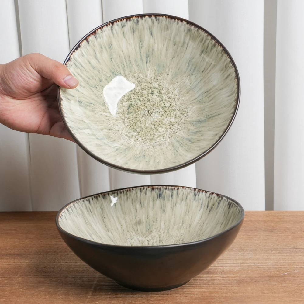 【瑕疵】菜碗釉下彩陶瓷碗窑变炫彩黄高颜值汤面碗家用MW