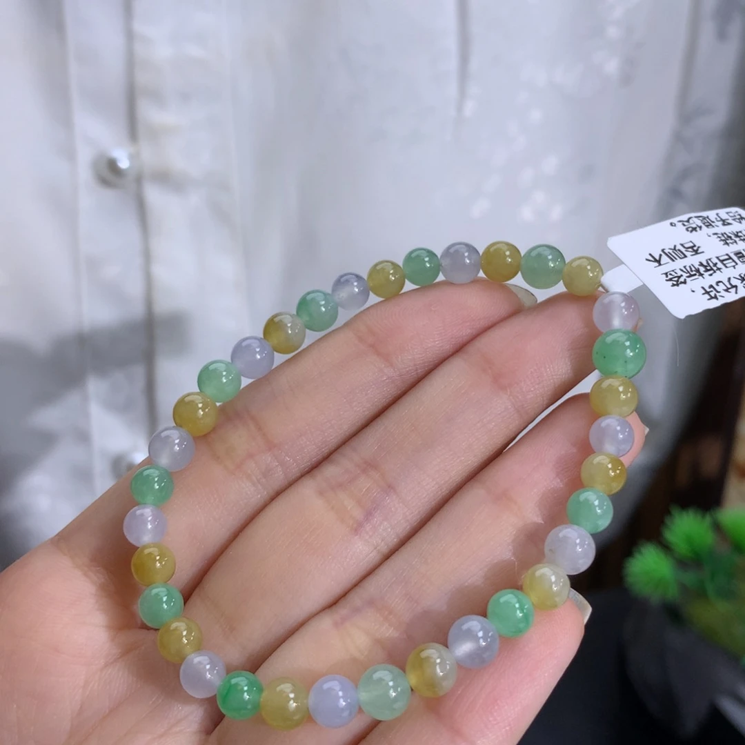 未镶嵌手串翡翠卡4.9-6.2冰润胶多宝手串