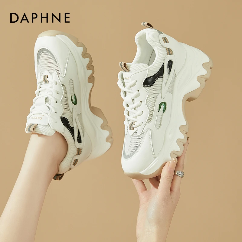 达芙妮女鞋内增高爆款老爹鞋女款春秋2025新款厚底百搭透气运动鞋