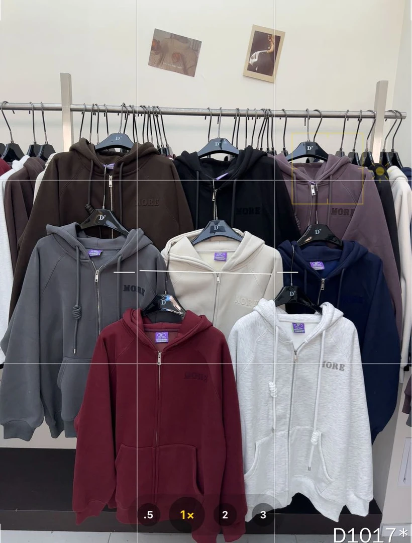 0462【冬季新款】牙刷绣字母MORE简约宽松连帽开衫外套（1017）