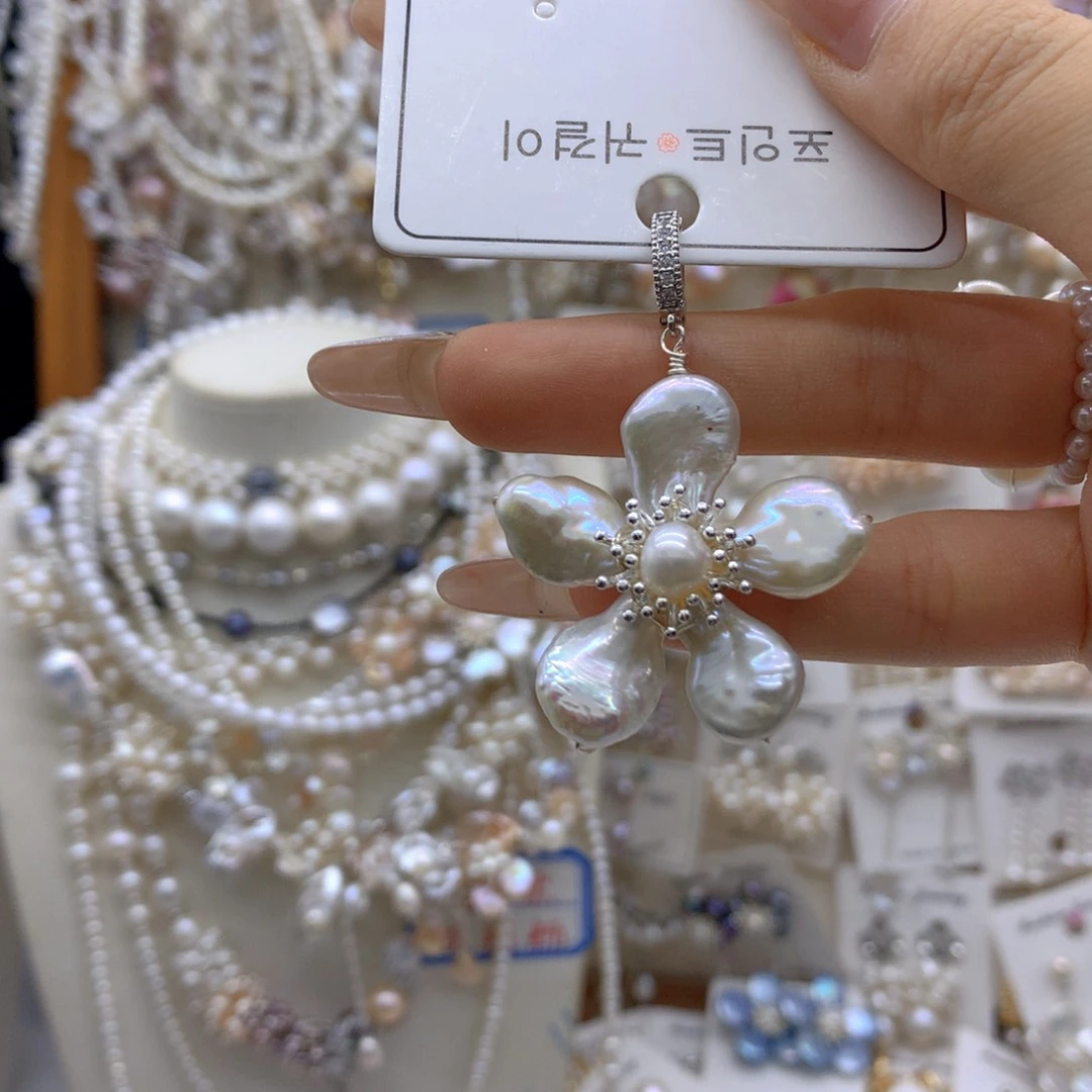 合金淡水珍珠吊坠