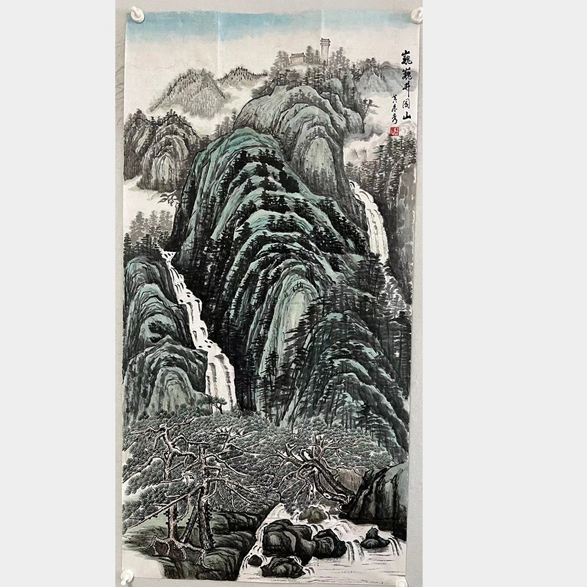 2081  纯手绘老字画《巍巍井冈山》中堂  尺寸 137×68