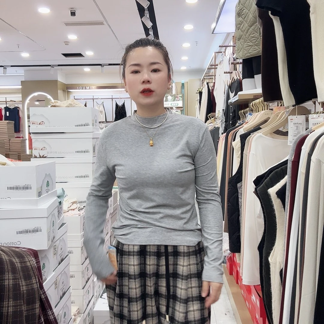 棉2641花灰色打底衣