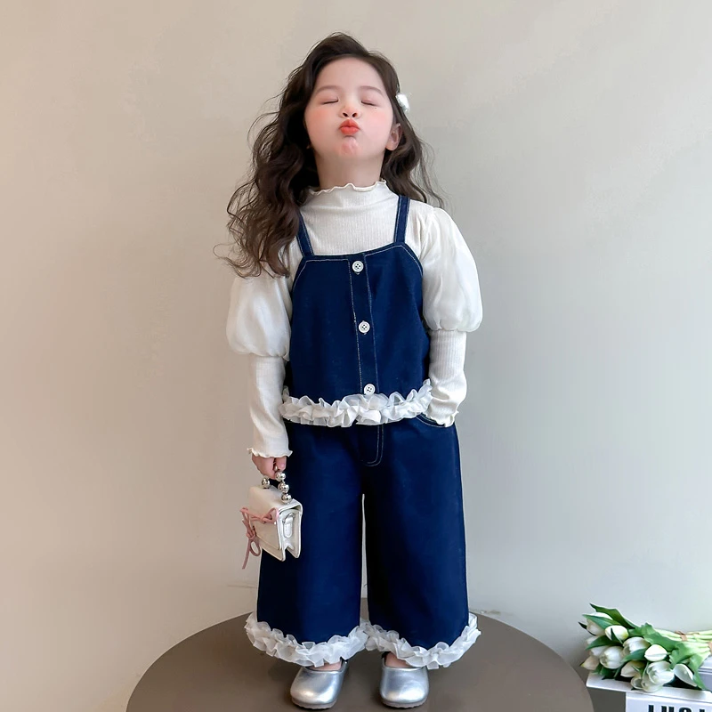 女童牛仔套装2025新款儿童春秋装韩版洋气女宝宝春季时髦三件套潮