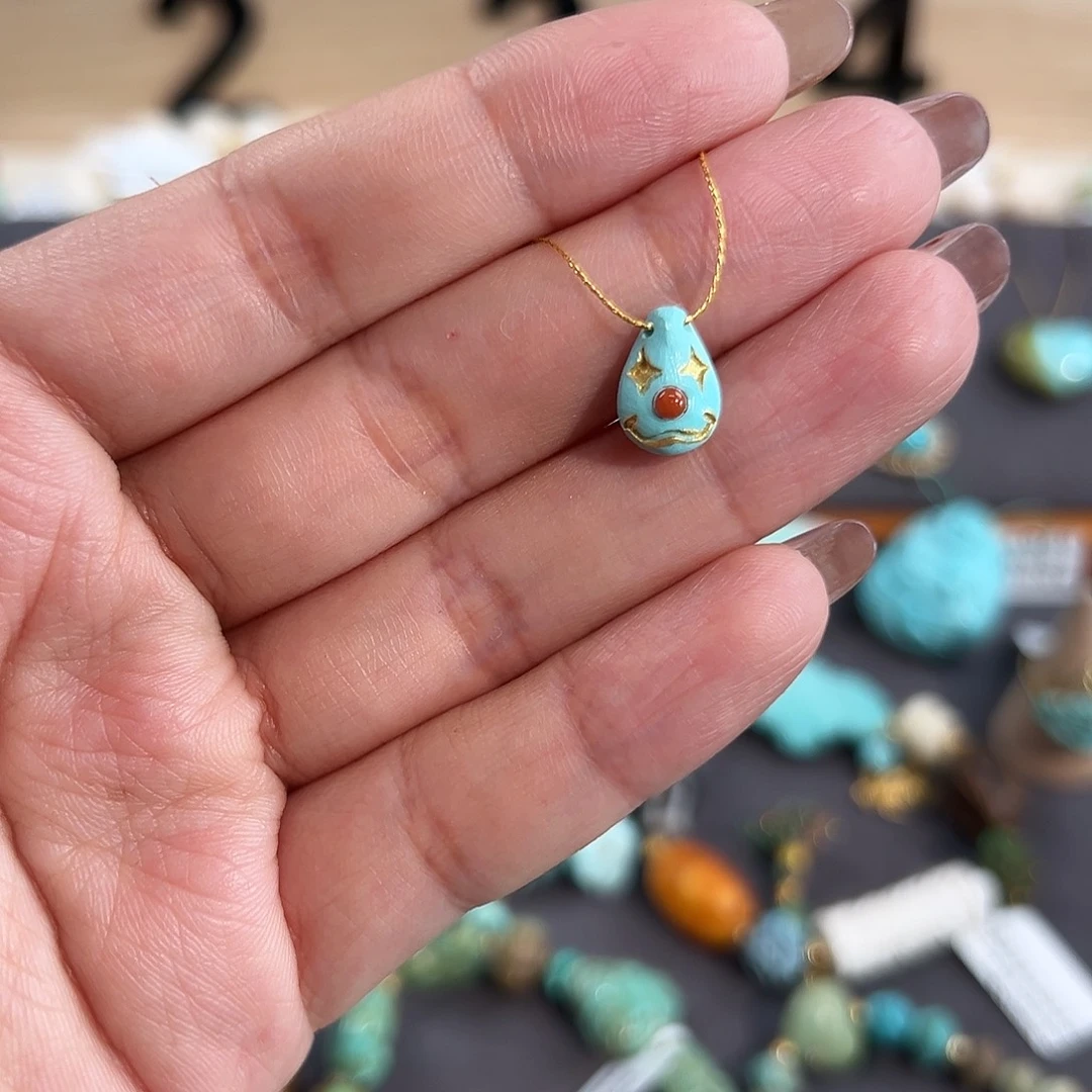 绿松石未镶嵌把件小丑多肉卡子配饰