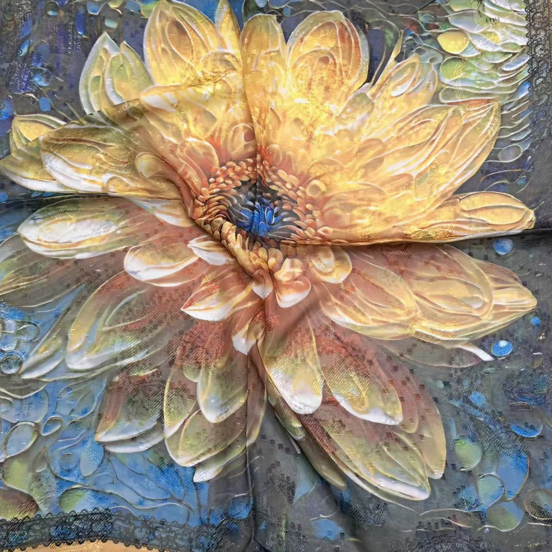 N106【炽心花朵】70*70高级感搭配衬衫领巾气质感围巾