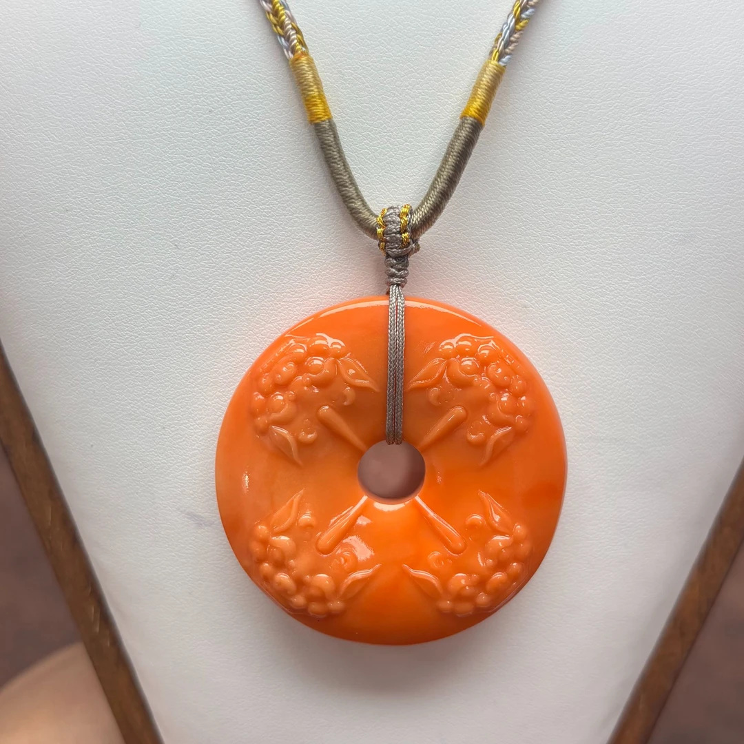 非金属珐琅项链 凤凰粉 雕刻项链 S328