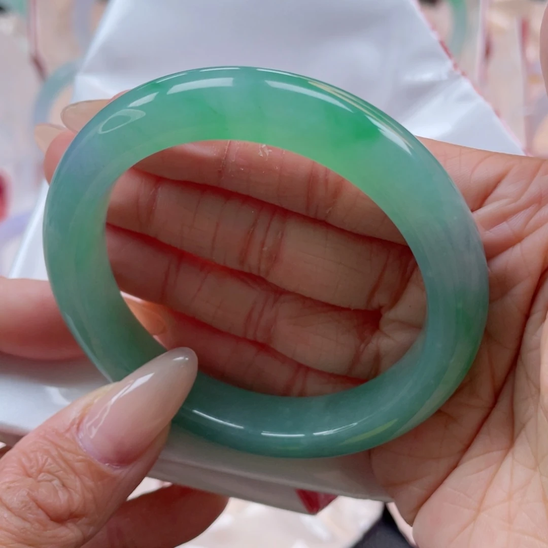 未镶嵌手镯翡翠55.8圈 莫奈花园春彩 特色贵气 14号