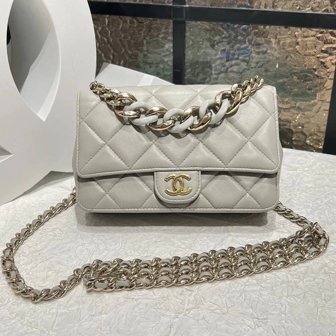 95新 Chanel/香奈儿 Chanel 灰色珐琅手拎woc 25020114-04