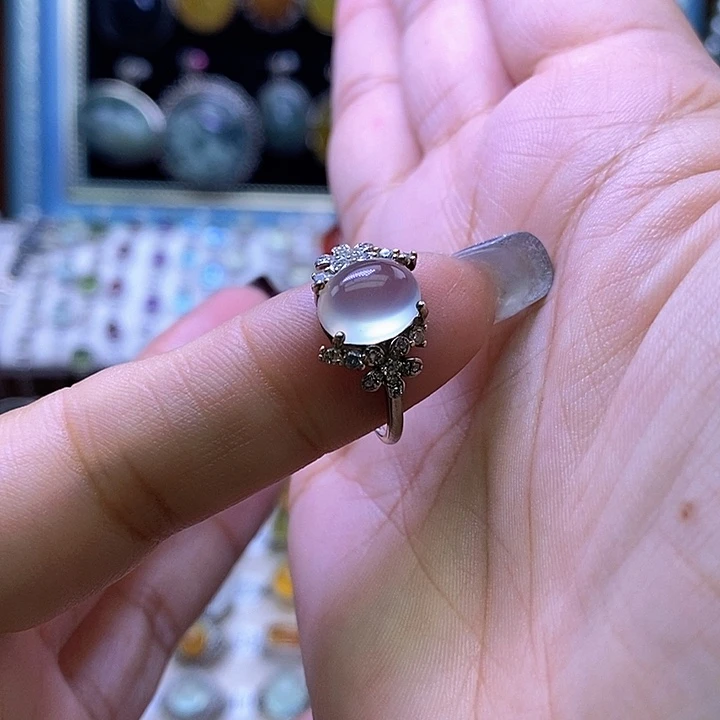 岫玉银S925镶嵌戒指