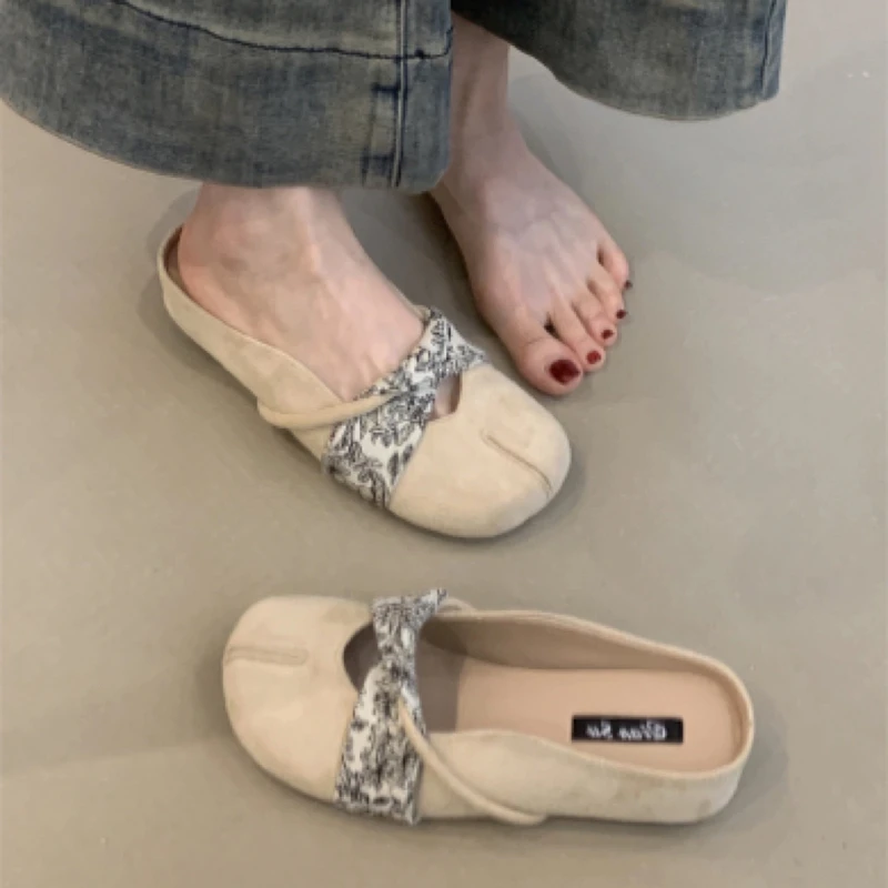 温柔玛丽珍鞋法式包头半拖鞋女外穿懒人一脚蹬2025新款芭蕾凉拖鞋