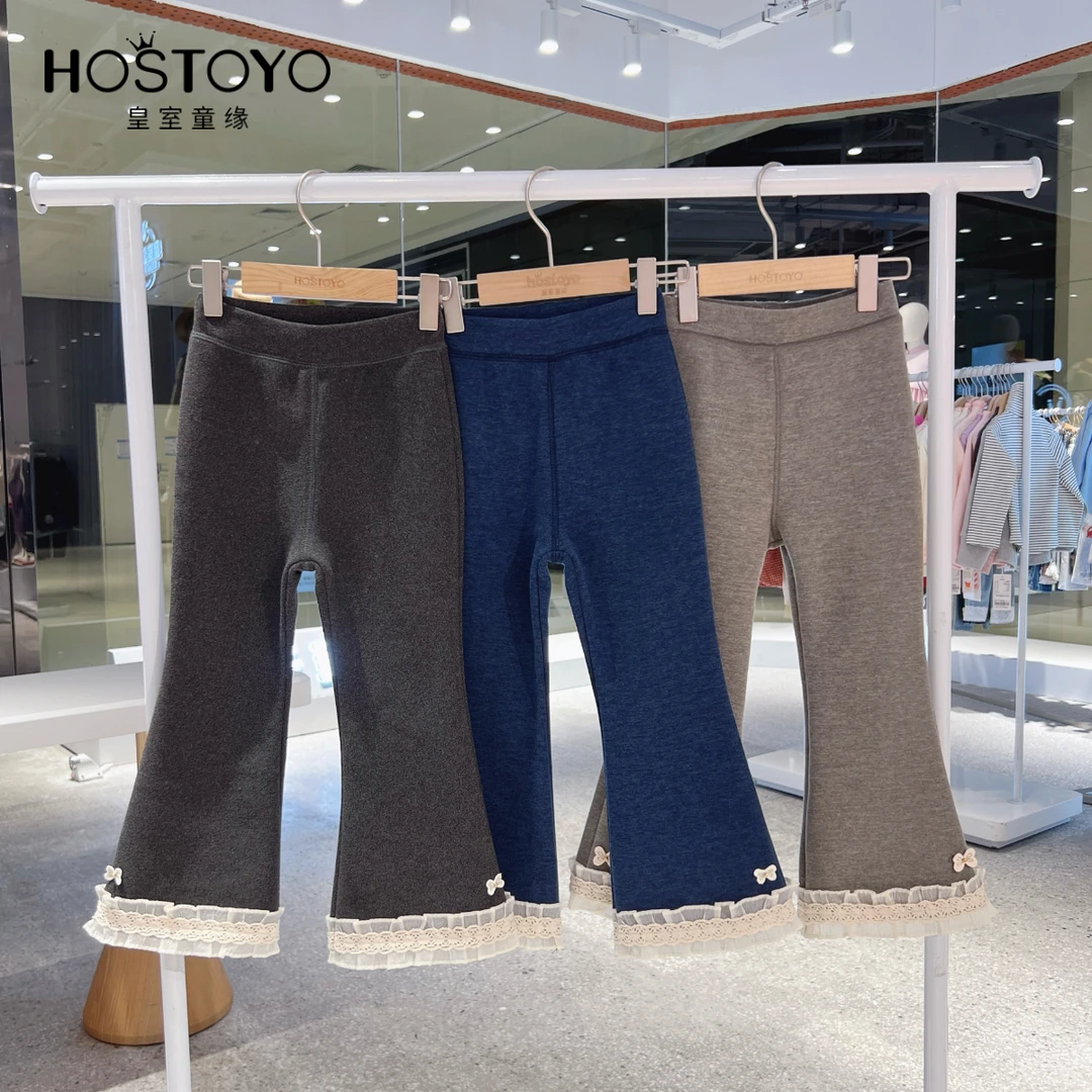 皇室童缘童裤专家2025冬季女童韩版加绒百搭微喇裤17830360046/7