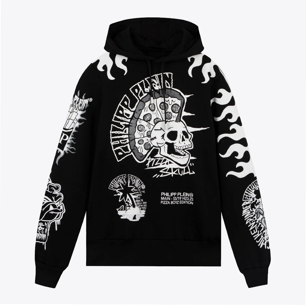 PHILIPP PLEIN PP骷髅印花男休闲连帽卫衣P19CMJB1009PJO002N0201