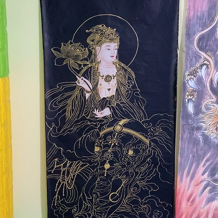 国画四尺描金人物一副