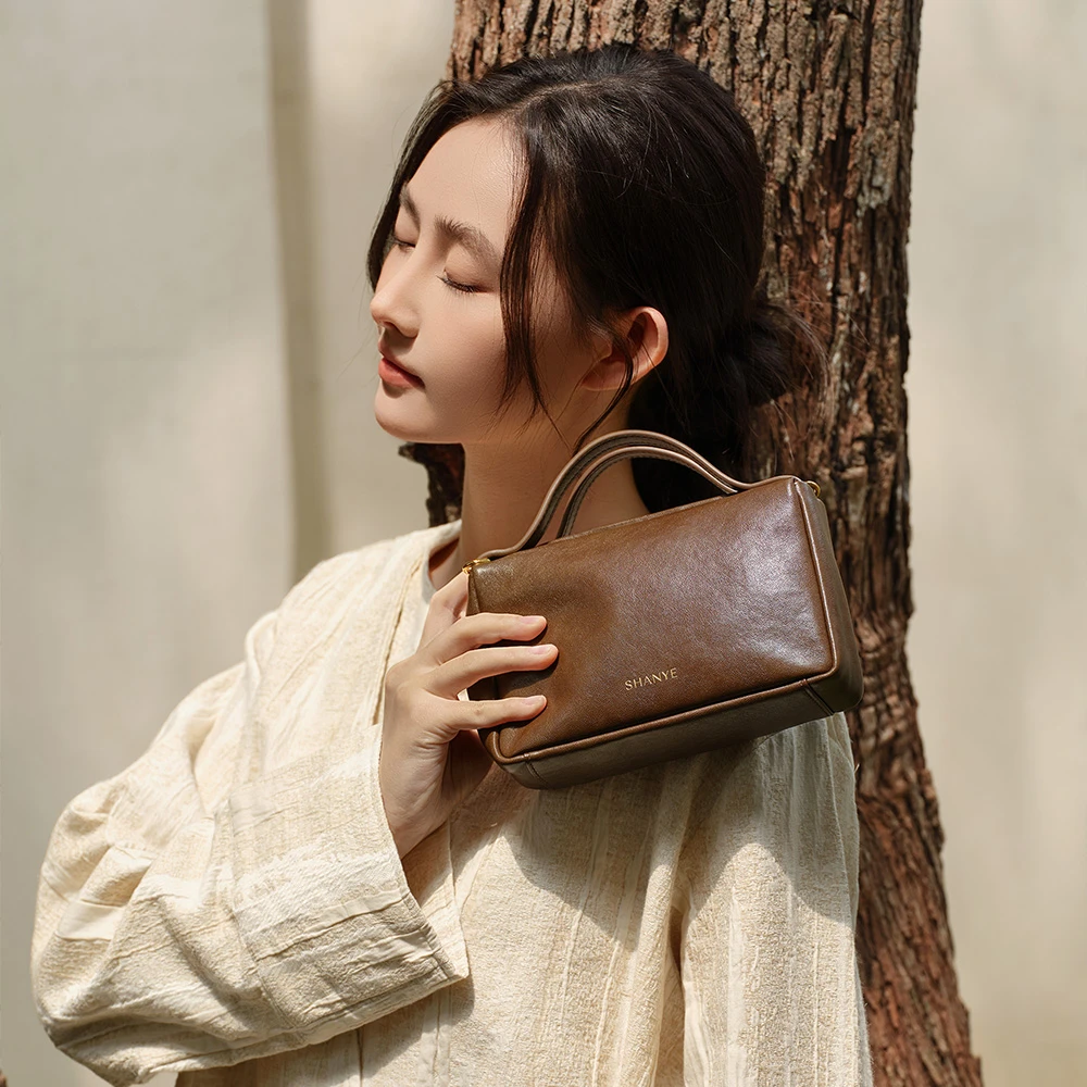 山野的雾SHANYE【董老师推荐】灵川包头层牛皮手提斜挎包吐司包