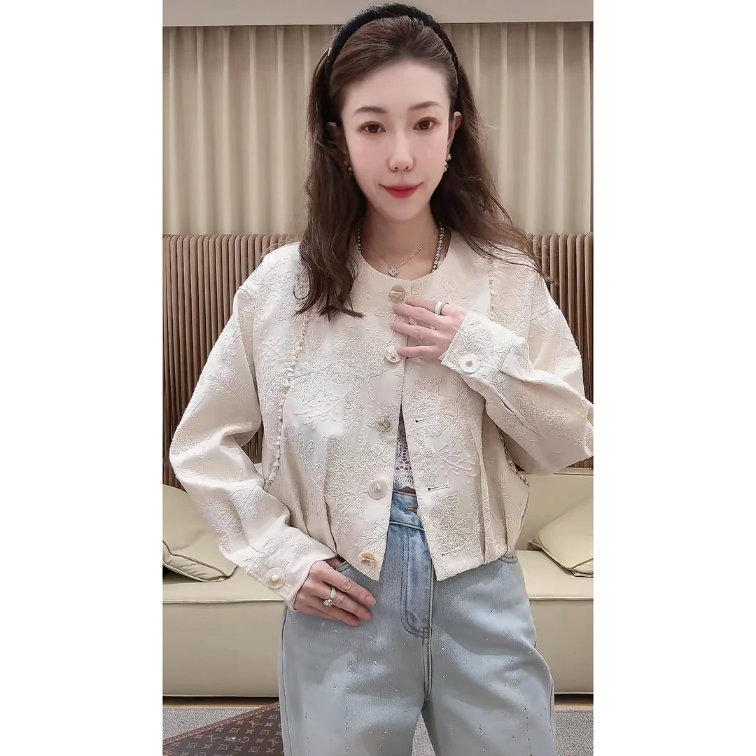 -DM•STUDIO/小众高级感百搭精致感串珠排扣长袖外套（83528）