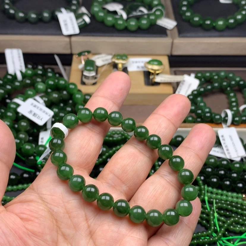 【闪购商品】未镶嵌手串和田玉（碧玉）冰辣8m m