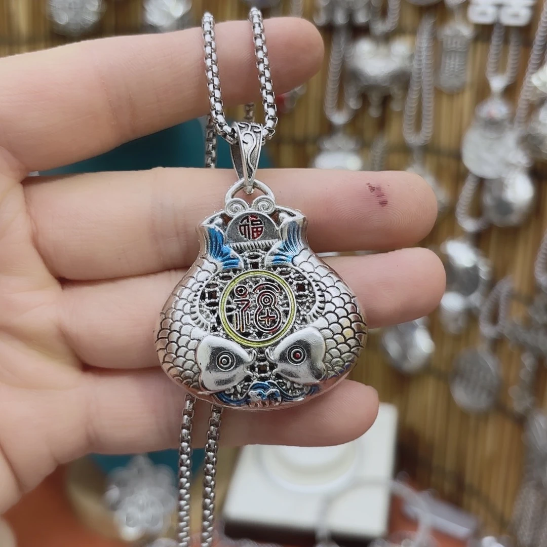 合金彩色双鱼福袋毛衣链