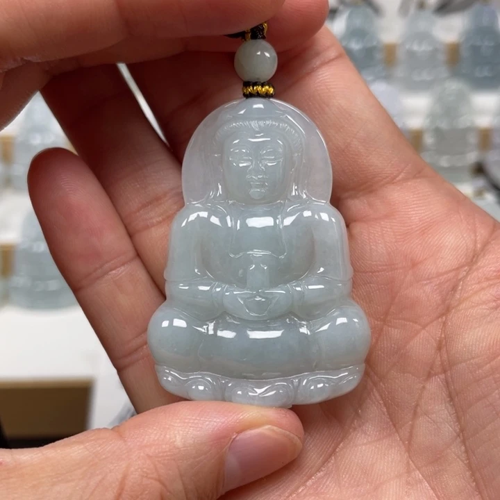 翡翠未镶嵌颈饰天然缅甸翡翠A货观音28号