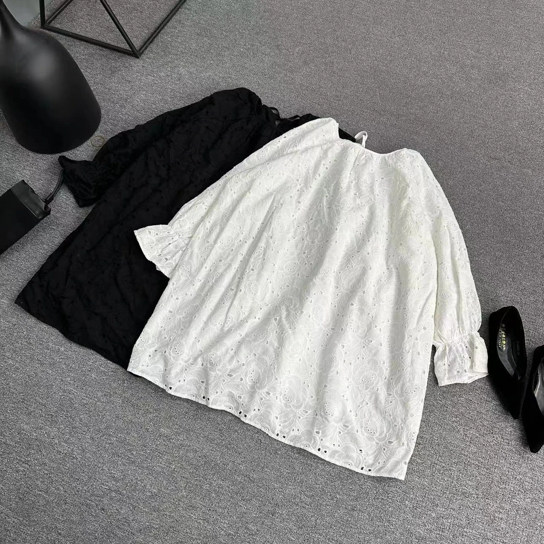 瑶睿安No退No换！！慎拍衫时尚百搭黑色圆领欧韩春款上衣 682