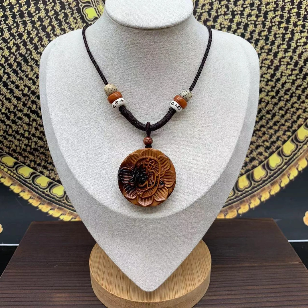 【八宝莲花太极康康 】雷击枣木项链