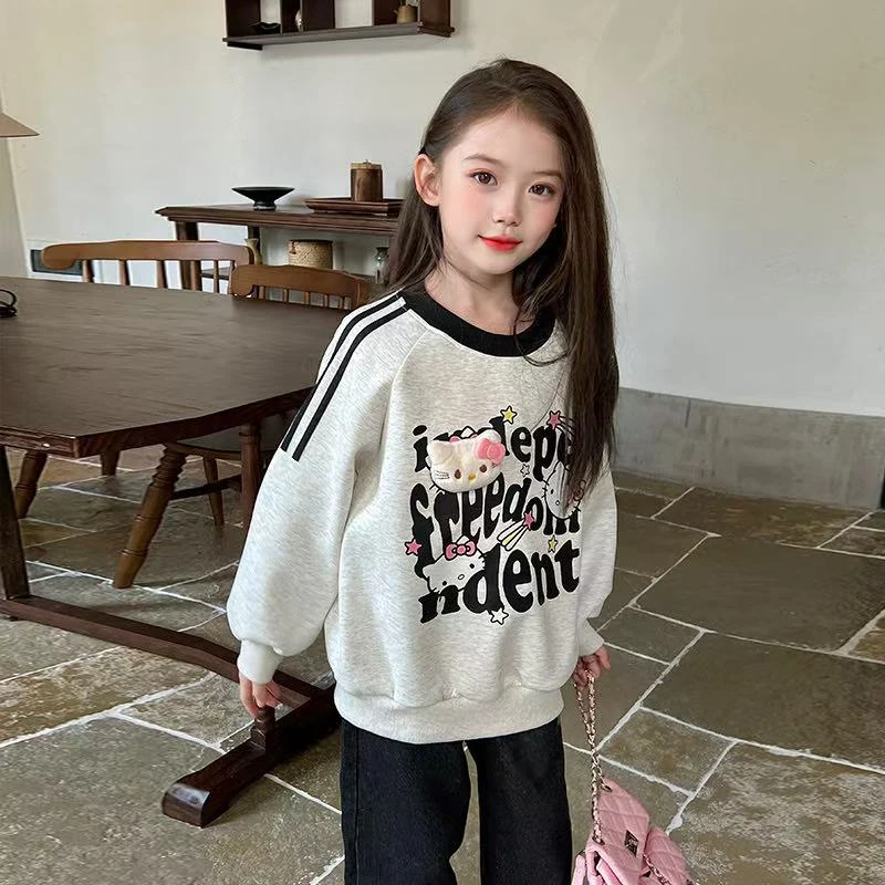 女童卡通Kitty卫衣宽松2025春秋新款儿童宝宝套头上衣潮