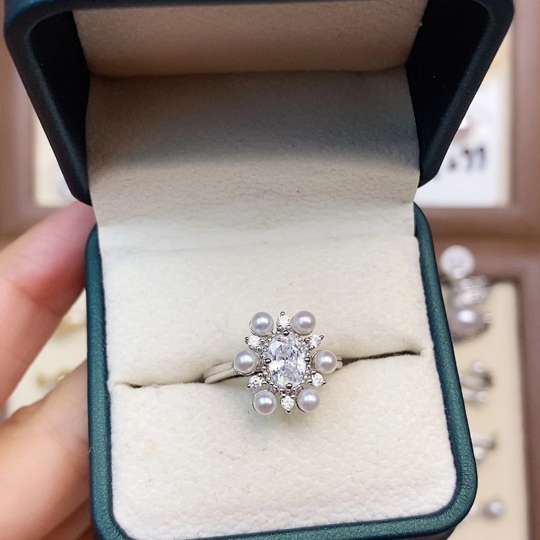 银S925镶嵌淡水珍珠戒指