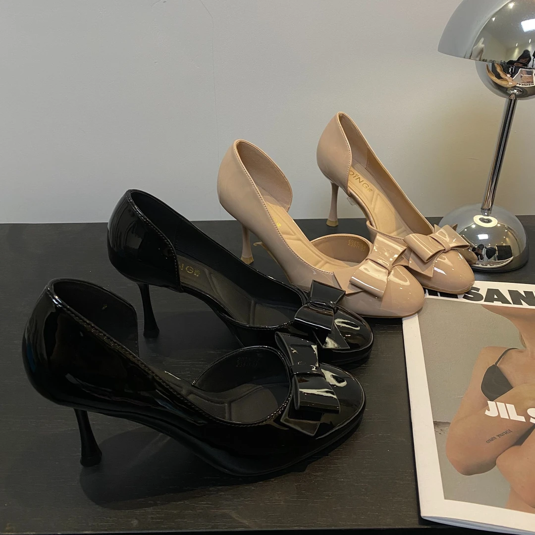 蝴蝶结侧空细跟名嫒今年上班年流行女款高跟鞋女2025爆款洋气