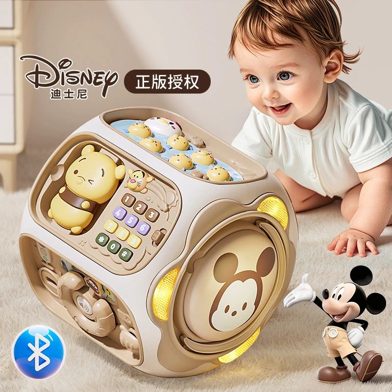 迪士尼益智多面体手拍鼓婴儿早教六面体拍拍鼓0一1岁宝宝音乐玩具