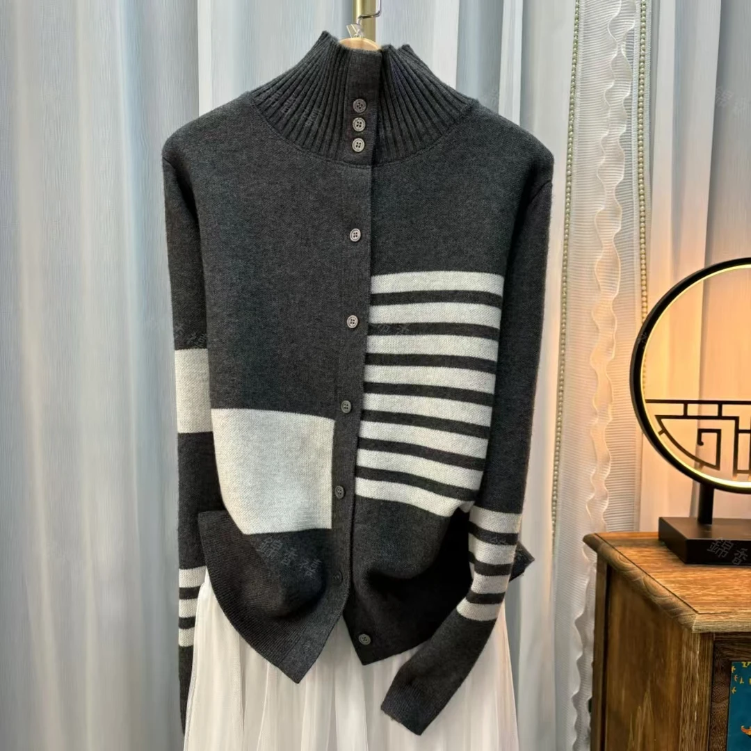 【V611格蕾丝高领】欧货潮牌高领百搭显瘦针织衫开衫毛衣外套