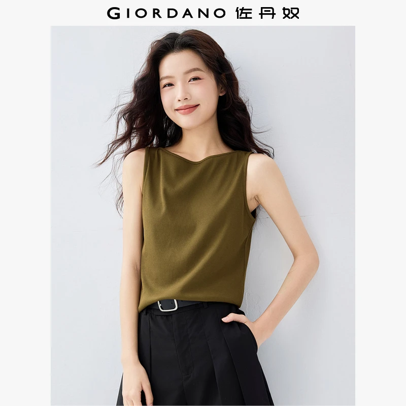 佐丹奴无袖背心女装夏季坑条一字领修身时尚无袖背心 13325241