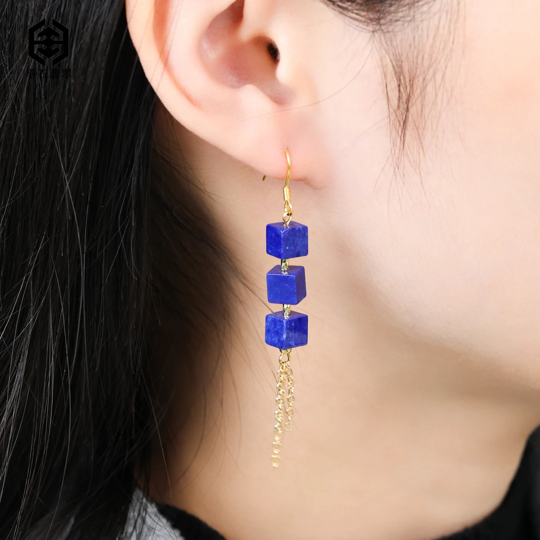 【举石饰品】X02-1332-019青金石耳饰(一对/多样性发/约5mm+）u