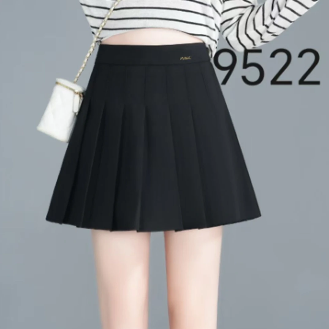 【EIMI】高腰百褶裙显瘦小个子防走光百搭A字黑裙