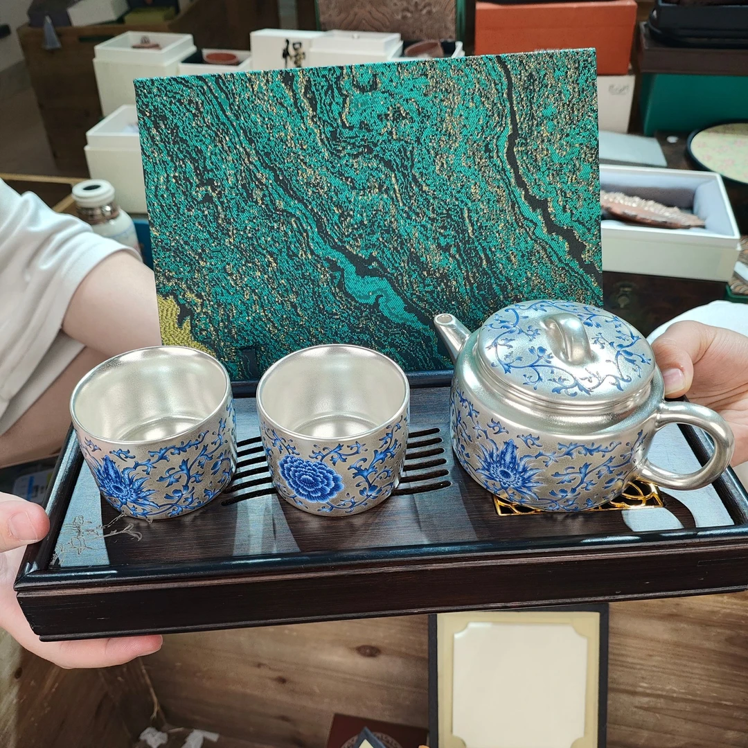 【闪购商品】@@陈国再鎏银青花单壶bb077