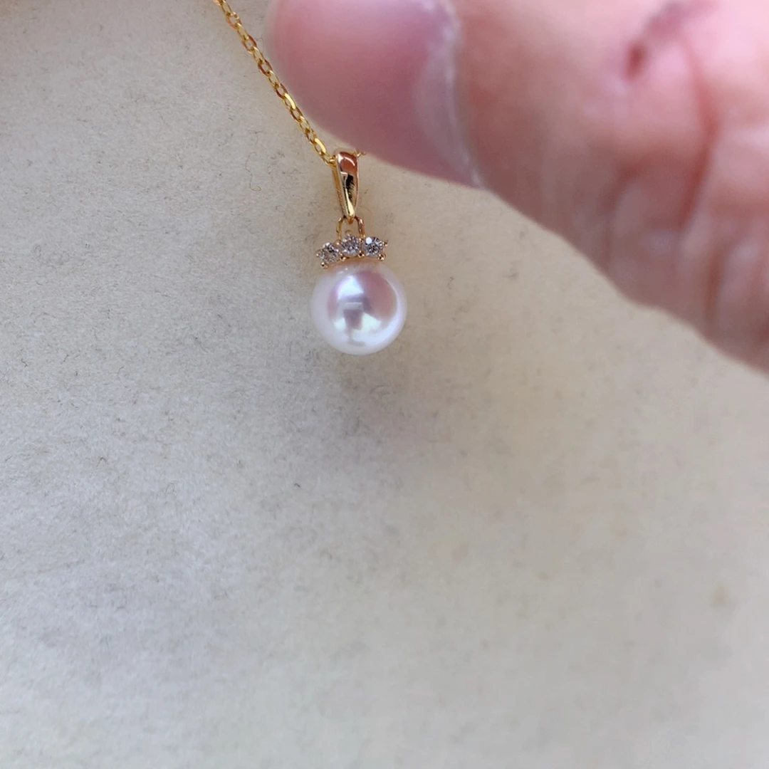 海水珍珠7-7.5mm ak吊坠银S925镶嵌