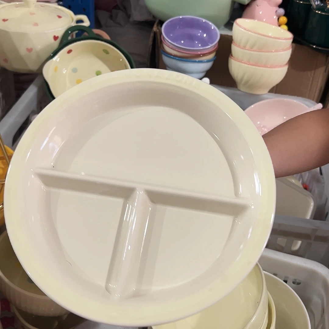 瓷片摩登3格盘一个白色微瑕