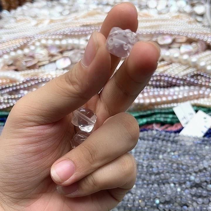未镶嵌玛瑙/玉髓珠宝半成品一个14/13mm左右白水晶kt猫