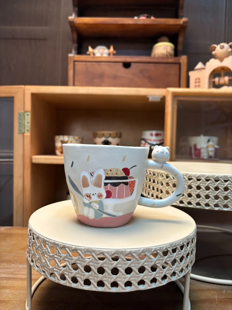 a102豆豆熊兔子蛋糕陶瓷杯子