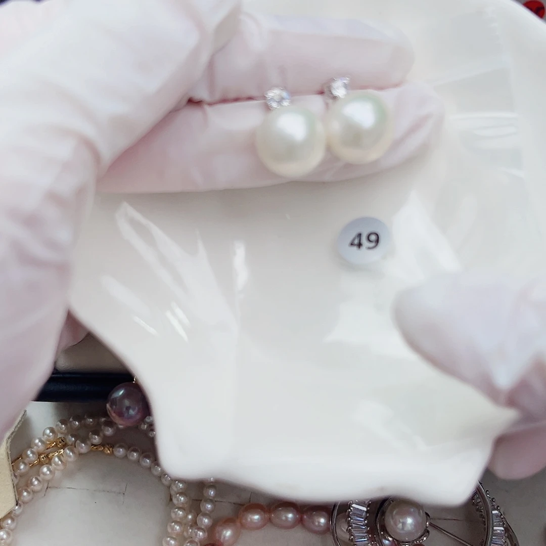 银S925镶嵌淡水珍珠耳饰