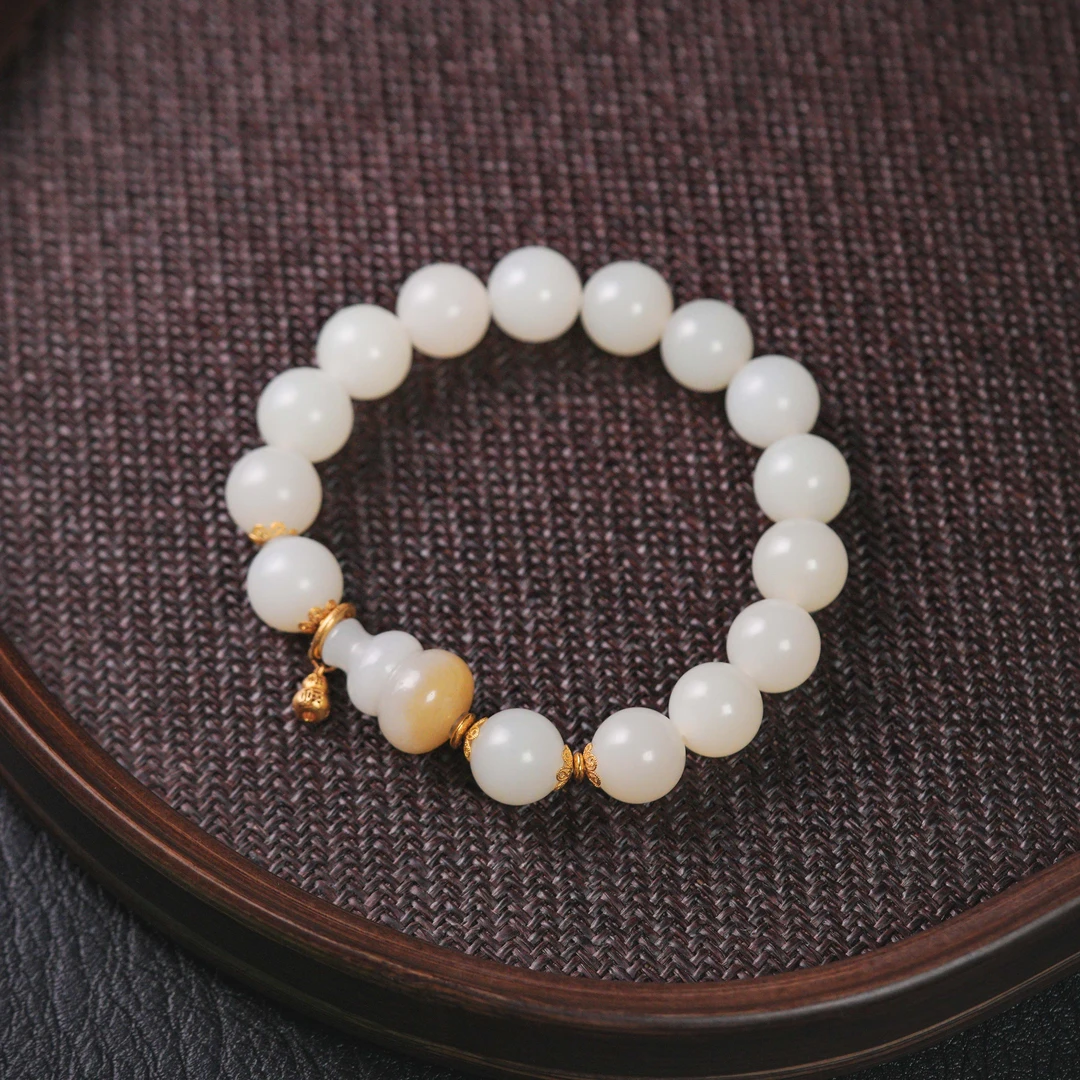 【诗蓉】云河·典藏级和田玉新疆料18K金手串AS1872珠径约11mm